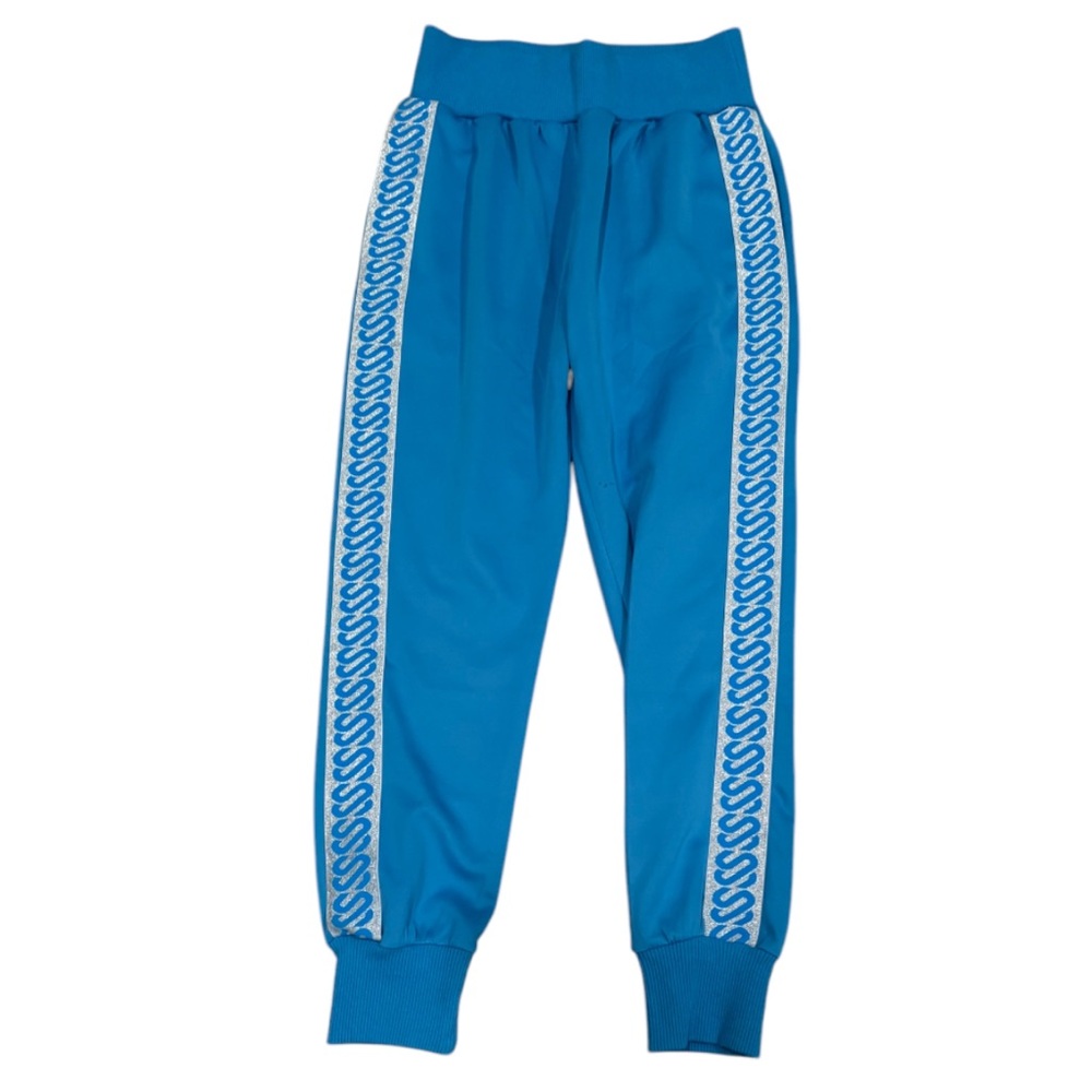 Blue Jogger Sweatpants with Geometric Side Stripes